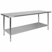 STAINLESS STEEL 18  GAUGE PREP AND WORK TABLE WITH UNDERSHELF - NSF CERTIFIED - 72"W X 30"D X 34.5"H: <font color=green>FREE SHIPPING!</font>