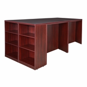 STAND UP 2 DESK/ STORAGE CABINET/ LATERAL FILE QUAD WITH BOOKCASE END- MAHOGANY <FONT COLOR=GREEN>-FREE SHIPPING-</FONT>