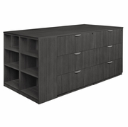 STAND UP 2 LATERAL FILE/ STORAGE CABINET/ DESK QUAD WITH BOOKCASE END- ASH GREY <FONT COLOR=GREEN>-FREE SHIPPING-</FONT>