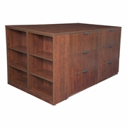STAND UP 2 LATERAL FILE/ STORAGE CABINET/ DESK QUAD WITH BOOKCASE END- CHERRY <FONT COLOR=GREEN>-FREE SHIPPING-</FONT>