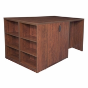 STAND UP 2 STORAGE CABINET/ 2 DESK QUAD WITH BOOKCASE END- CHERRY <FONT COLOR=GREEN>-FREE SHIPPING-</FONT>