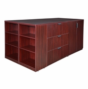 STAND UP LATERAL FILE/ 3 STORAGE CABINET QUAD WITH BOOKCASE END- MAHOGANY <FONT COLOR=GREEN>-FREE SHIPPING-</FONT>