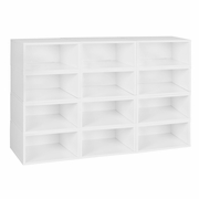STORAGE ORGANIZER OPEN BOOKSHELF SET- 12 HALF SIZE CUBES- WHITE WOOD GRAIN <FONT COLOR=GREEN>-FREE SHIPPING-</FONT>