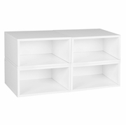 STORAGE ORGANIZER OPEN BOOKSHELF SET- 4 HALF SIZE CUBES- WHITE WOOD GRAIN <FONT COLOR=GREEN>-FREE SHIPPING-</FONT>