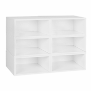STORAGE ORGANIZER OPEN BOOKSHELF SET- 6 HALF SIZE CUBES- WHITE WOOD GRAIN <FONT COLOR=GREEN>-FREE SHIPPING-</FONT>