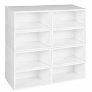 STORAGE ORGANIZER OPEN BOOKSHELF SET- 8 HALF SIZE CUBES- WHITE WOOD GRAIN <FONT COLOR=GREEN>-FREE SHIPPING-</FONT>