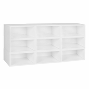 STORAGE ORGANIZER OPEN BOOKSHELF SET- 9 HALF SIZE CUBES- WHITE WOOD GRAIN <FONT COLOR=GREEN>-FREE SHIPPING-</FONT>