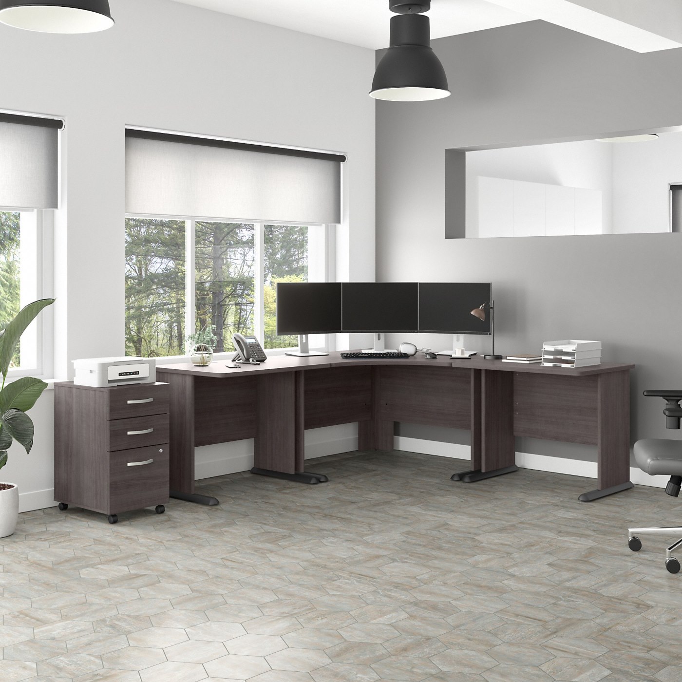 83W Large Corner Desk with 3 Drawer Mobile File Cabinet