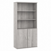 STUDIO A TALL 5 SHELF BOOKCASE WITH DOORS: PLATINUM GRAY <FONT COLOR=GREEN>-FREE SHIPPING-</FONT>