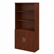 STUDIO C 5 SHELF BOOKCASE WITH DOORS: HANSEN CHERRY <FONT COLOR=GREEN>-FREE SHIPPING-</FONT>