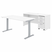 STUDIO C 60W X 30D HEIGHT ADJUSTABLE STANDING DESK, CREDENZA AND MOBILE FILE CABINET.  <FONT COLOR=GREEN>-FREE SHIPPING-</FONT>