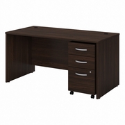 STUDIO C 60W X 30D OFFICE DESK WITH MOBILE FILE CABINET: BLACK WALNUT <FONT COLOR=GREEN>-FREE SHIPPING-</FONT>
