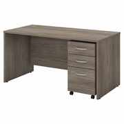 STUDIO C 60W X 30D OFFICE DESK WITH MOBILE FILE CABINET: MODERN HICKORY  <FONT COLOR=GREEN>-FREE SHIPPING-</FONT>