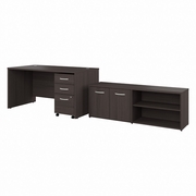 STUDIO C 60W X 30D OFFICE DESK WITH STORAGE RETURN AND MOBILE FILE CABINET: STORM GRAY <FONT COLOR=GREEN>-FREE SHIPPING-</FONT>