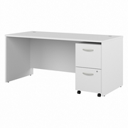 STUDIO C 66W X 30D OFFICE DESK WITH 2 DRAWER MOBILE FILE CABINET: WHITE <FONT COLOR=GREEN>-FREE SHIPPING-</FONT>