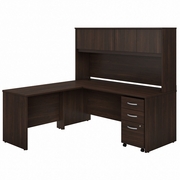 STUDIO C 72W X 30D L SHAPED DESK WITH HUTCH, MOBILE FILE CABINET AND 42W RETURN: BLACK WALNUT <FONT COLOR=GREEN>-FREE SHIPPING-</FONT> STUDIO C 72W X 30D L SHAPED DESK WITH HUTCH, MOBILE FILE CABINET AND 42W RETURN: BLACK WALNUT <FONT COLOR=GREEN>-FREE SHIPPING-</FONT>