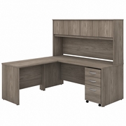 STUDIO C 72W X 30D L SHAPED DESK WITH HUTCH, MOBILE FILE CABINET AND 42W RETURN: MODERN HICKORY <FONT COLOR=GREEN>-FREE SHIPPING-</FONT> STUDIO C 72W X 30D L SHAPED DESK WITH HUTCH, MOBILE FILE CABINET AND 42W RETURN: MODERN HICKORY <FONT COLOR=GREEN>-FREE SHIPPING-</FONT>