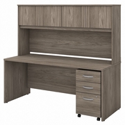 STUDIO C 72W X 30D OFFICE DESK WITH HUTCH AND MOBILE FILE CABINET: MODERN HICKORY <FONT COLOR=GREEN>-FREE SHIPPING-</FONT>