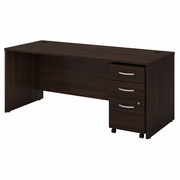 STUDIO C 72W X 30D OFFICE DESK WITH MOBILE FILE CABINET: BLACK WALNUT <FONT COLOR=GREEN>-FREE SHIPPING-</FONT>