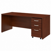 STUDIO C 72W X 30D OFFICE DESK WITH MOBILE FILE CABINET: HANSEN CHERRY <FONT COLOR=GREEN>-FREE SHIPPING-</FONT>