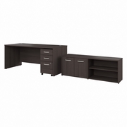 STUDIO C 72W X 30D OFFICE DESK WITH STORAGE RETURN AND MOBILE FILE CABINET: STORM GRAY <FONT COLOR=GREEN>-FREE SHIPPING-</FONT>