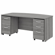 STUDIO C 72W X 36D BOW FRONT DESK WITH MOBILE FILE CABINETS.  <FONT COLOR=GREEN>-FREE SHIPPING-</FONT>