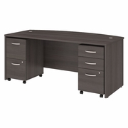 STUDIO C 72W X 36D BOW FRONT DESK WITH MOBILE FILE CABINETS.   <FONT COLOR=GREEN>-FREE SHIPPING-</FONT>