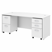 STUDIO C 72W X 36D BOW FRONT DESK WITH MOBILE FILE CABINETS.   <FONT COLOR=GREEN>-FREE SHIPPING-</FONT>