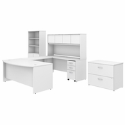 STUDIO C 72W X 36D U SHAPED DESK WITH HUTCH, BOOKCASE AND FILE CABINETS.  <FONT COLOR=GREEN>-FREE SHIPPING-</FONT>