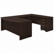 STUDIO C 72W X 36D U SHAPED DESK WITH MOBILE FILE CABINET: BLACK WALNUT <FONT COLOR=GREEN>-FREE SHIPPING-</FONT>