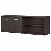 STUDIO C LOW STORAGE CABINET WITH DOORS AND SHELVES: STORM GRAY  <FONT COLOR=GREEN>-FREE SHIPPING-</FONT>