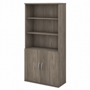 STUDIO C TALL 5 SHELF BOOKCASE WITH DOORS: MODERN HICKORY <FONT COLOR=GREEN>-FREE SHIPPING-</FONT>
