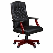 Swivel Chair In Black Vinyl #EH-9040BK.