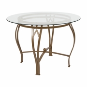 SYRACUSE 42'' ROUND GLASS DINING TABLE WITH MATTE GOLD METAL FRAME <font color=green>FREE SHIPPING!</font>