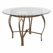 SYRACUSE 45'' ROUND GLASS DINING TABLE WITH MATTE GOLD METAL FRAME <font color=green>FREE SHIPPING!</font>