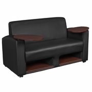 TABLET ARM LOVESEAT W/ STORAGE- BLACK/JAVA <FONT COLOR=GREEN>-FREE SHIPPING-</FONT>