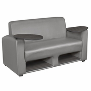 TABLET ARM LOVESEAT W/ STORAGE- GREY/ASH GREY <FONT COLOR=GREEN>-FREE SHIPPING-</FONT>