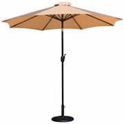 TAN 9 FT ROUND UMBRELLA WITH CRANK AND TILT FUNCTION AND STANDING UMBRELLA BASE <font color=green>FREE SHIPPING!</font>