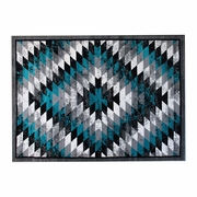 TEAGAN COLLECTION SOUTHWESTERN 5' X 7' TURQUOISE AREA RUG - OLEFIN RUG WITH JUTE BACKING - ENTRYWAY, LIVING ROOM, BEDROOM: <font color=green>FREE SHIPPING!</font>