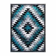 TEAGAN COLLECTION SOUTHWESTERN 8' X 10' TURQUOISE AREA RUG - OLEFIN RUG WITH JUTE BACKING - ENTRYWAY, LIVING ROOM, BEDROOM: <font color=green>FREE SHIPPING!</font>