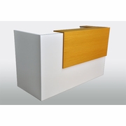 THE KORNER KONNECT RECEPTION DESK W/ LAMINATE CHASSIS. WOOD GRAIN LAMINATE COUNTER. From $13,000 depending on layout and options.