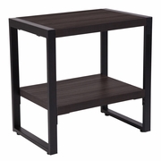THOMPSON COLLECTION CHARCOAL WOOD GRAIN FINISH END TABLE WITH BLACK METAL FRAME <font color=green>FREE SHIPPING!</font>