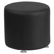 TOUGH ENOUGH ALON SERIES BLACK LEATHERSOFT 18'' ROUND OTTOMAN <font color=green>FREE SHIPPING!</font>