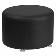 TOUGH ENOUGH ALON SERIES BLACK LEATHERSOFT 24'' ROUND OTTOMAN <font color=green>FREE SHIPPING!</font>