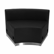 TOUGH ENOUGH ALON SERIES BLACK LEATHERSOFT CONCAVE CHAIR WITH BRUSHED STAINLESS STEEL BASE <font color=green>FREE SHIPPING!</font>