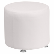 TOUGH ENOUGH ALON SERIES MELROSE WHITE LEATHERSOFT 18'' ROUND OTTOMAN <font color=green>FREE SHIPPING!</font>