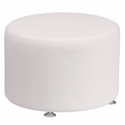 TOUGH ENOUGH ALON SERIES MELROSE WHITE LEATHERSOFT 24'' ROUND OTTOMAN <font color=green>FREE SHIPPING!</font>