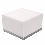 TOUGH ENOUGH ALON SERIES MELROSE WHITE LEATHERSOFT OTTOMAN WITH BRUSHED STAINLESS STEEL BASE: <font color=green>FREE SHIPPING!</font>