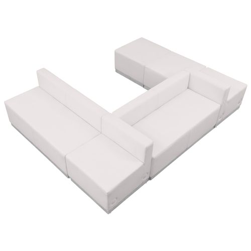 TOUGH ENOUGH ALON SERIES MELROSE WHITE LEATHERSOFT RECEPTION CONFIGURATION, 6 PIECES <font color=green>FREE SHIPPING!</font>