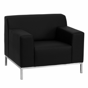 TOUGH ENOUGH DEFINITY SERIES CONTEMPORARY BLACK LEATHERSOFT CHAIR WITH STAINLESS STEEL FRAME: <font color=green>FREE SHIPPING!</font>